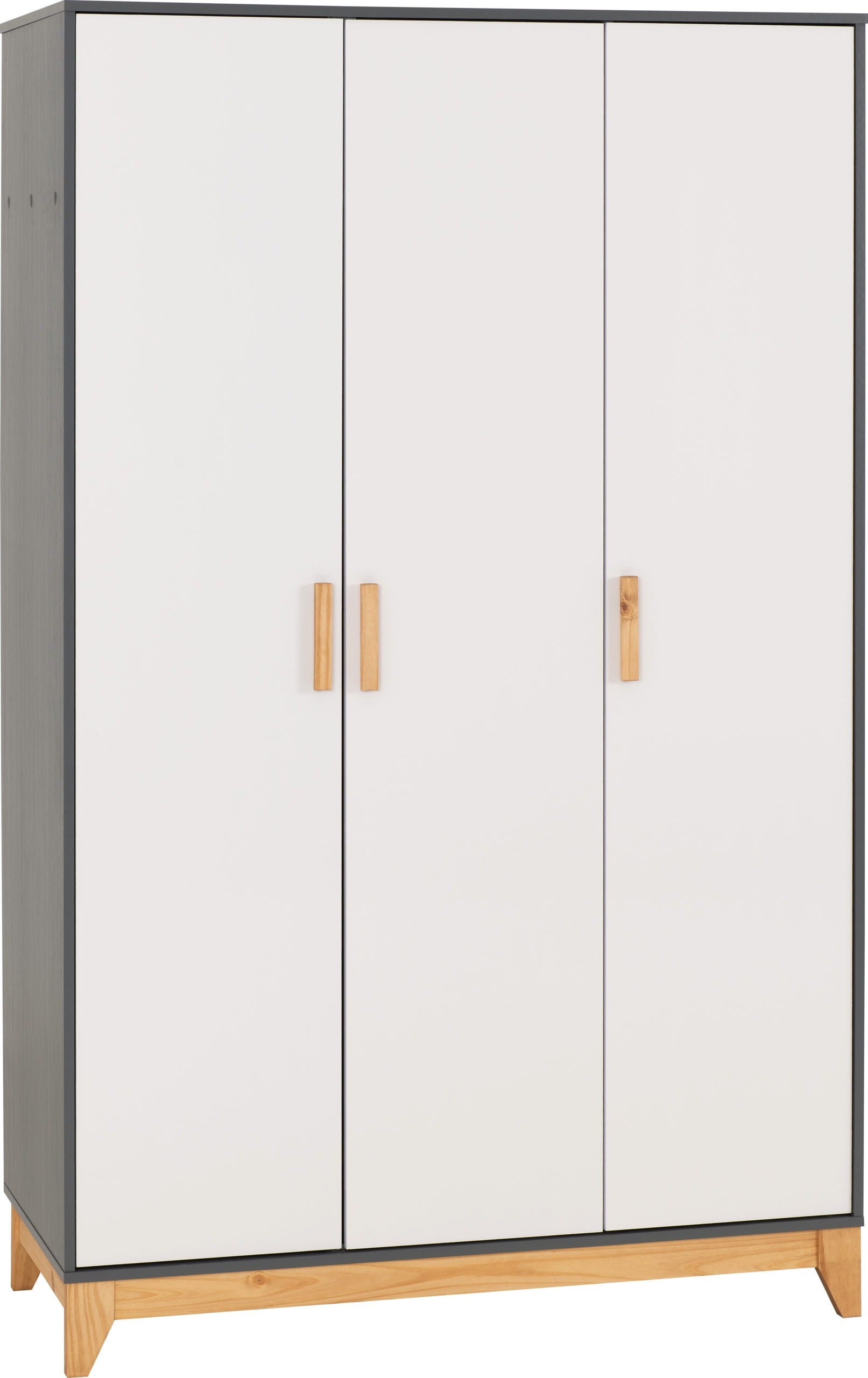 CLEVELAND 3 DOOR WARDROBE - WHITE/GREY METAL EFFECT